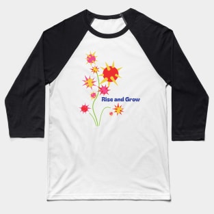 Rise and Grow Botanical Illustration Baseball T-Shirt